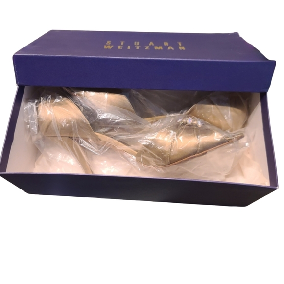 Stuart Weitzman Open Toe Bridal Sandal Size 9 Gold - Picture 5 of 5